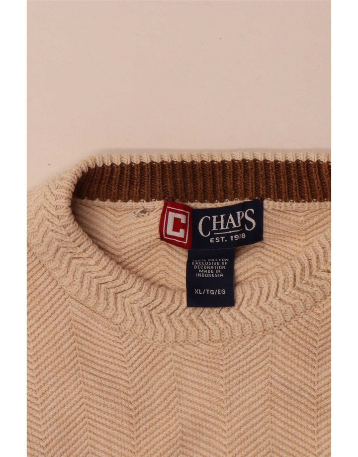 Chaps Hombre Cuello Redondo Jersey Jersey XL Beige Espiga Algodón