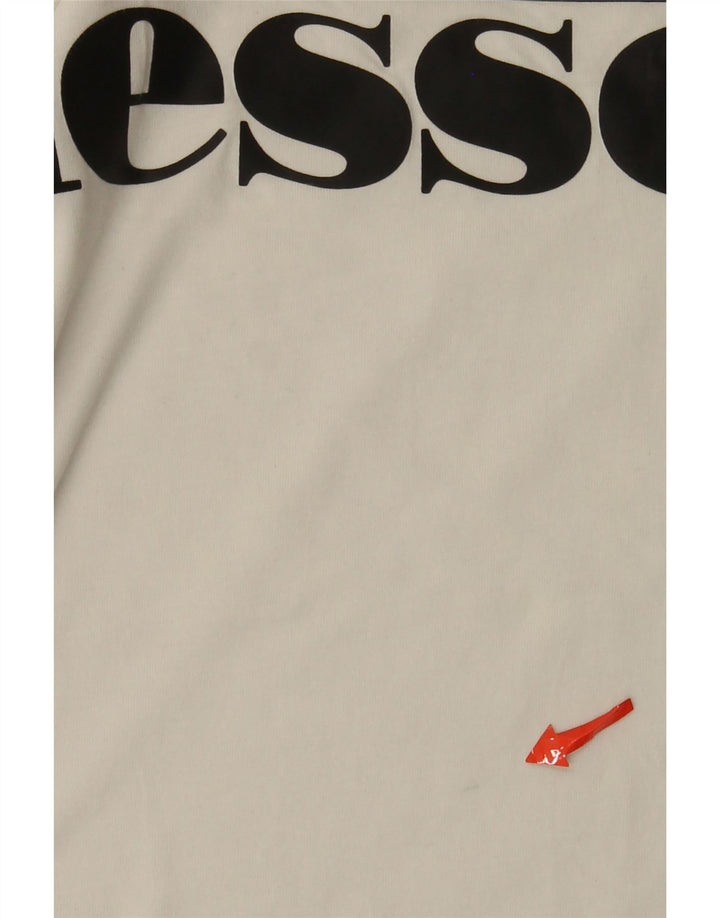 Ellesse Camiseta gráfica para hombre Top grande de algodón blanco roto