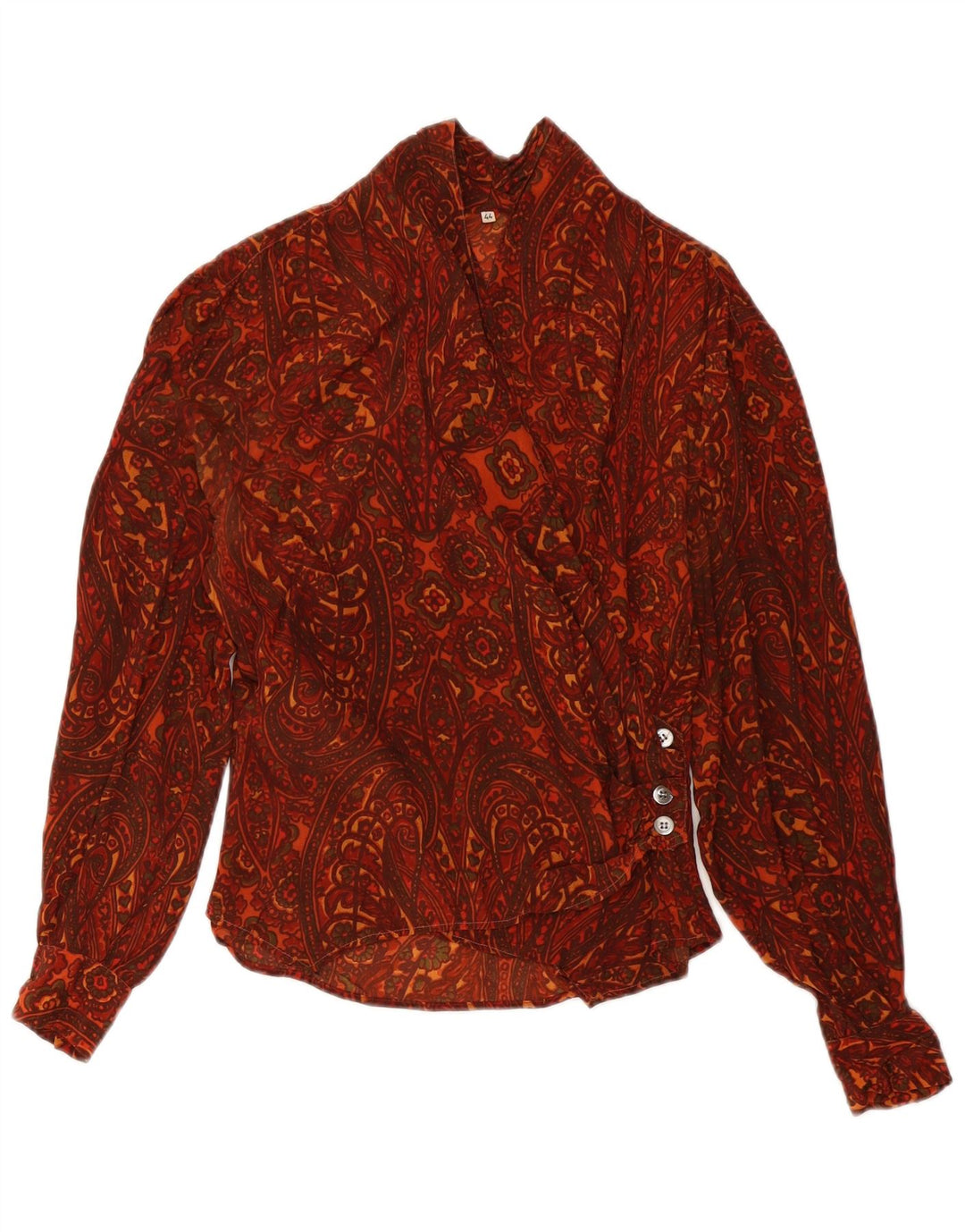 Blusa vintage para mujer IT 44 Medium Borgoña Paisley