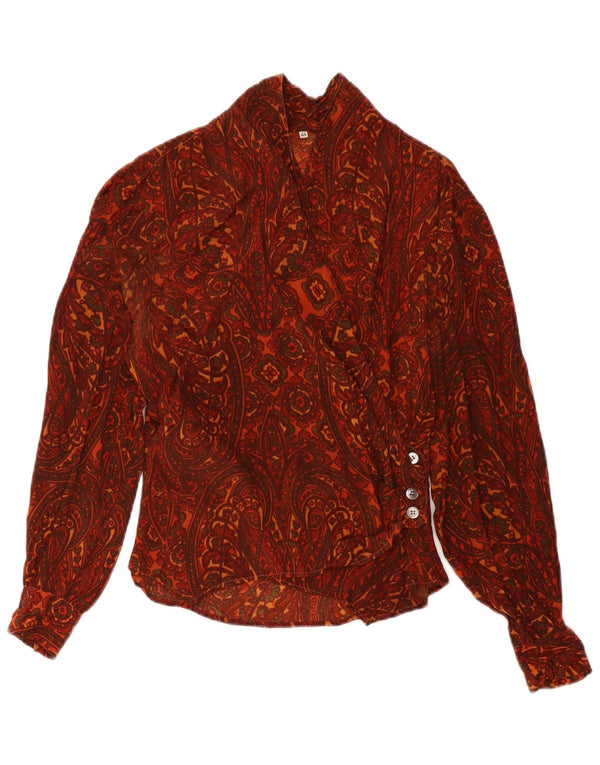 Blusa vintage para mujer IT 44 Medium Borgoña Paisley