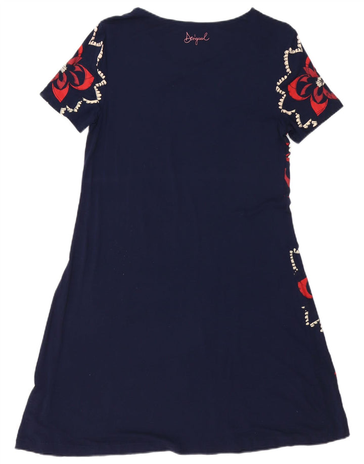 DESIGUAL Vestido acampanado gráfico para mujer UK 10 Small Azul marino Floral
