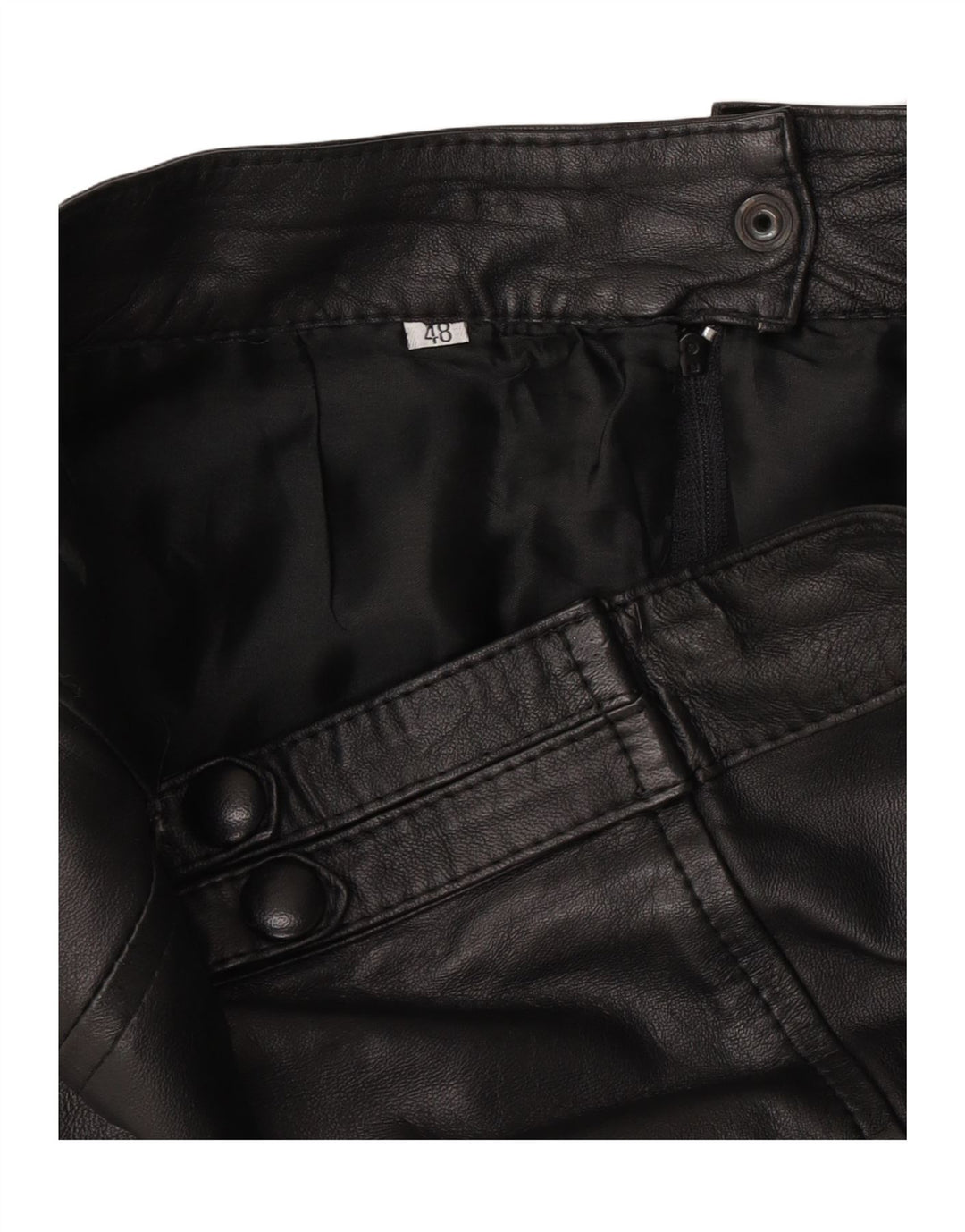 Falda de cuero vintage para mujer W30 Medio Negro