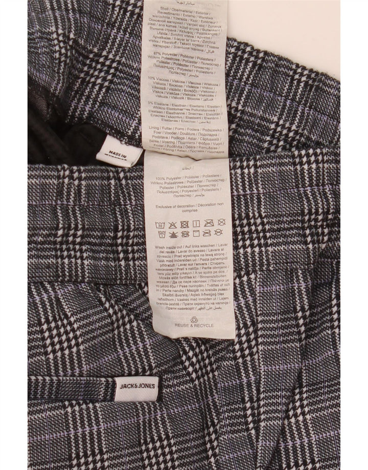 Jack & Jones Pantalones cortos chinos para hombre Small W29 Poliéster a cuadros grises