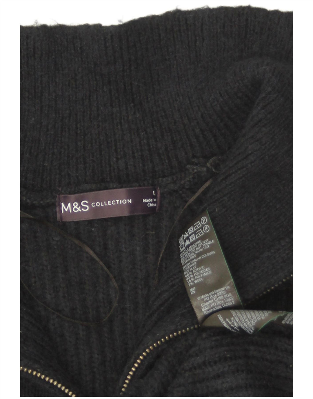 Marks & Spencer Suéter tipo jersey con cuello y cremallera para mujer UK 46 Grande Azul marino