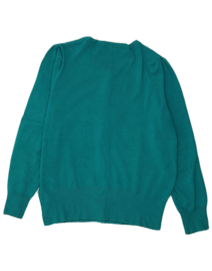 Marks & Spencer Suéter tipo cárdigan para mujer UK 46 Viscosa azul grande
