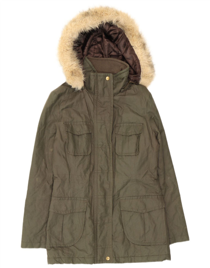 Marks & Spencer Chaqueta Parka con Capucha para Mujer UK 12 Medium Khaki Cotton