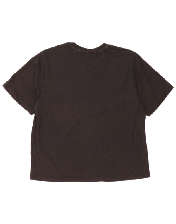 TOMMY HILFIGER Camiseta corta con gráfico para mujer Top UK 10 Small Black Cotton