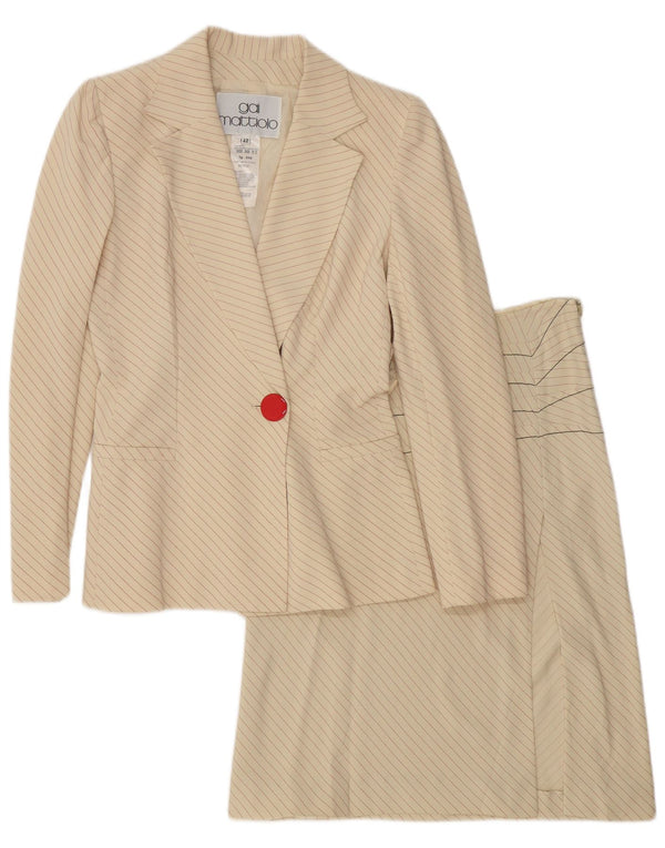 Gai Mattiolo Conjunto de falda de 2 piezas para mujer UK 12 Medium W28 Off White Stripes