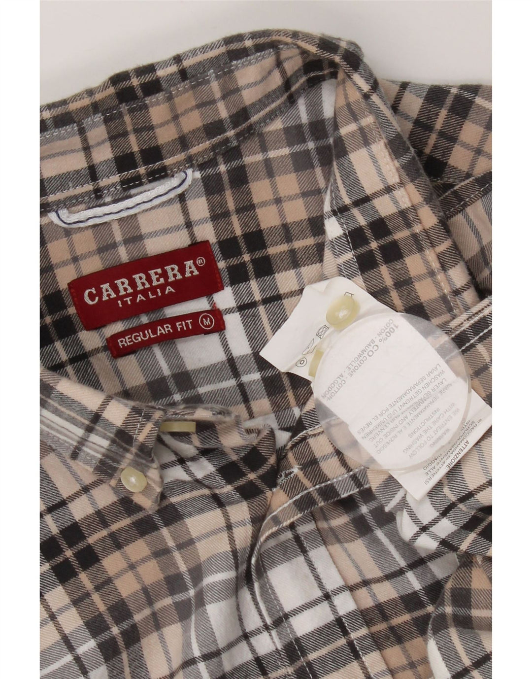 Camisa de franela de ajuste regular Carrera de algodón a cuadros multicolor mediano para hombre
