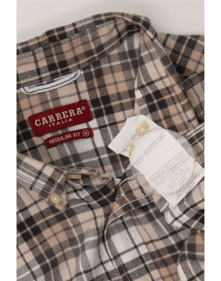 Camisa de franela de ajuste regular Carrera de algodón a cuadros multicolor mediano para hombre
