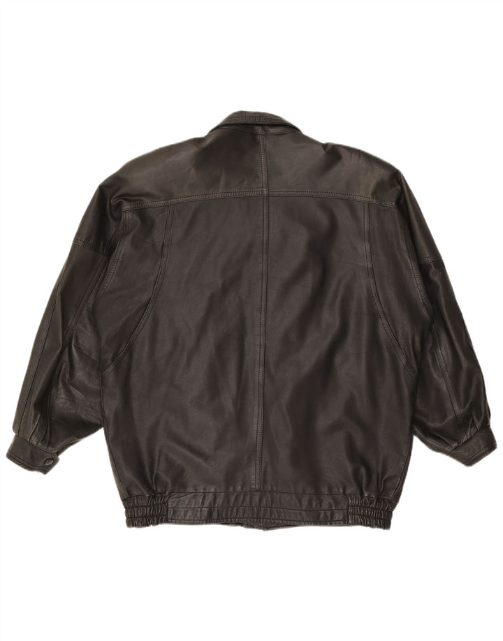 Chaqueta de cuero vintage para hombre Reino Unido 42 XL Negro