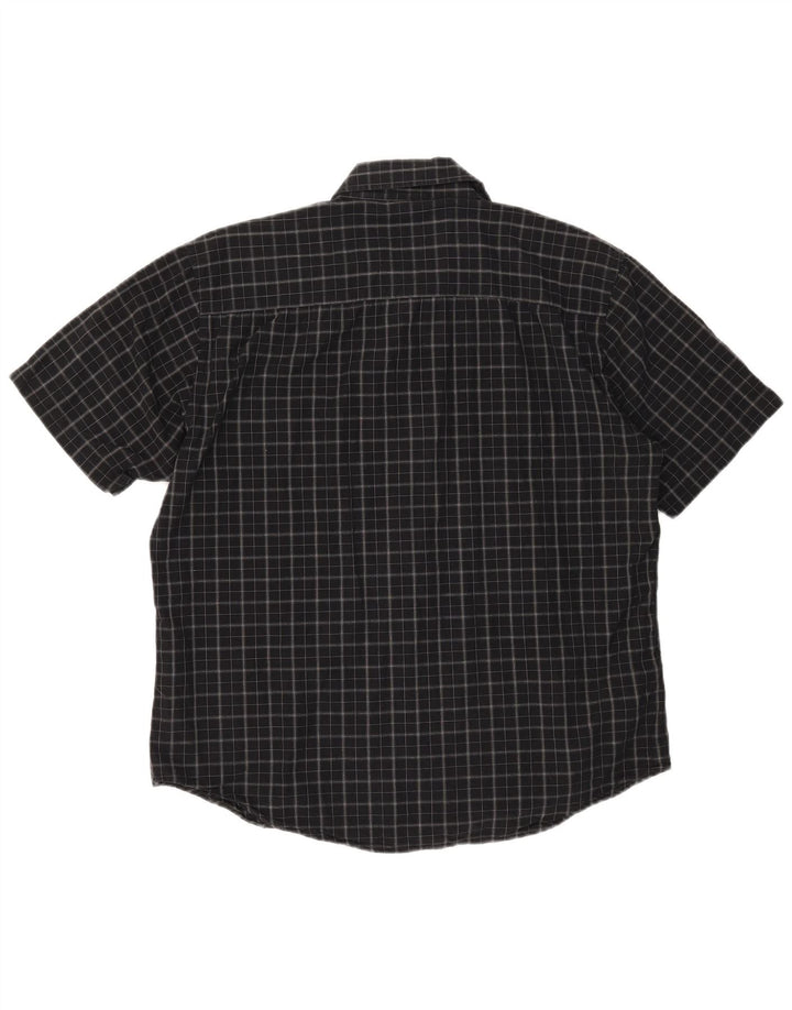 Pierre Cardin Hombre Camisa De Manga Corta De Algodón A Cuadros Negro Mediano