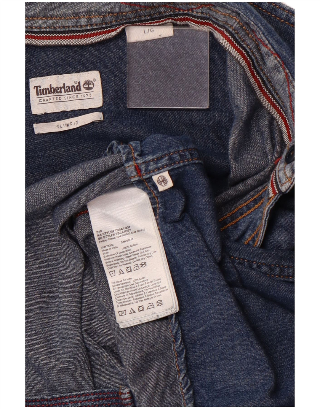 Timberland Camisa vaquera slim fit para hombre Algodón azul grande