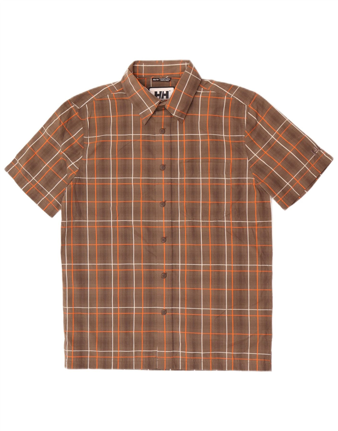 Helly Hansen Camisa De Manga Corta Hombre XS Marrón Cuadros Poliéster