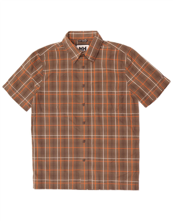 Helly Hansen Camisa De Manga Corta Hombre XS Marrón Cuadros Poliéster