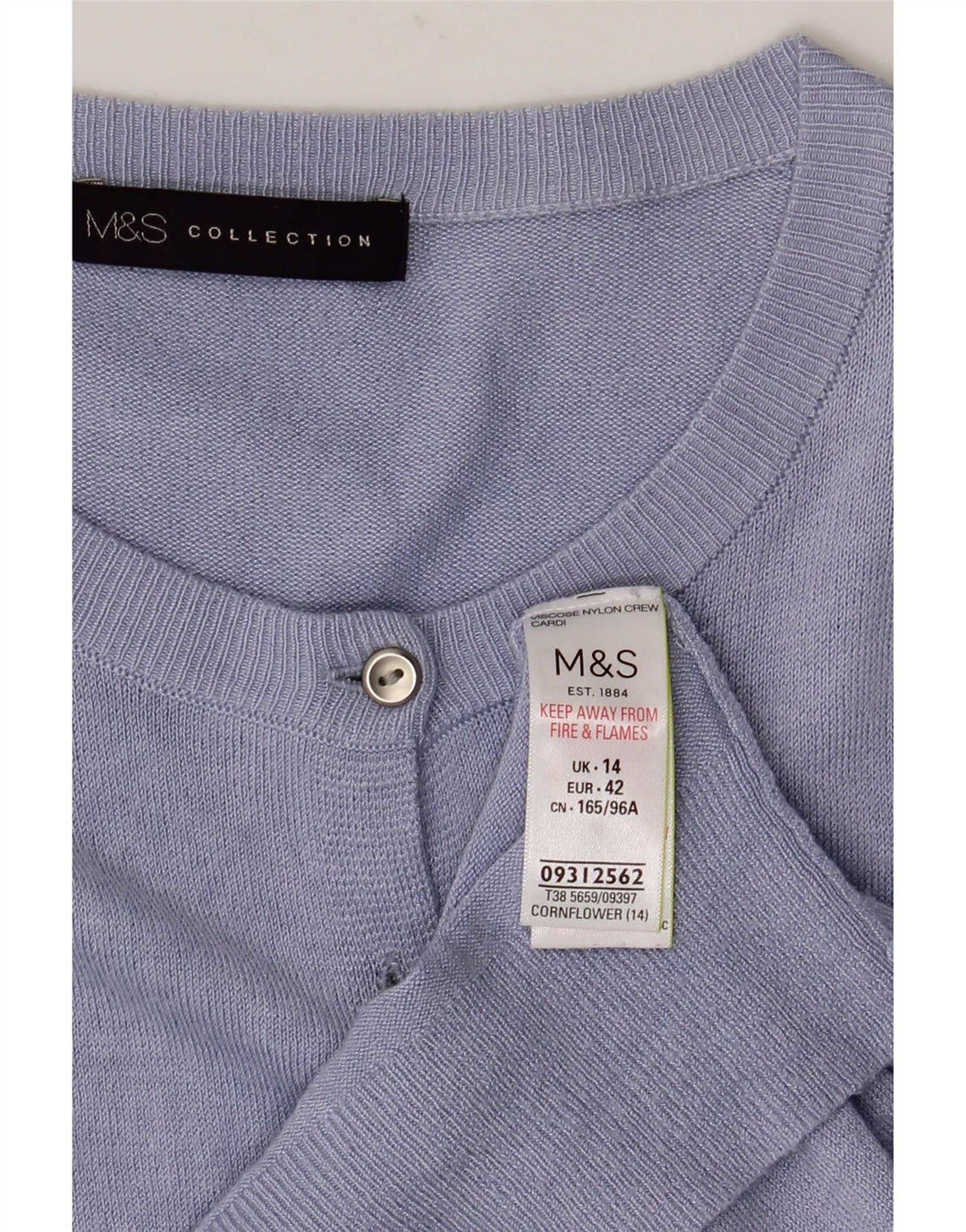 Marks & Spencer Suéter tipo cárdigan para mujer UK 44 Viscosa azul grande