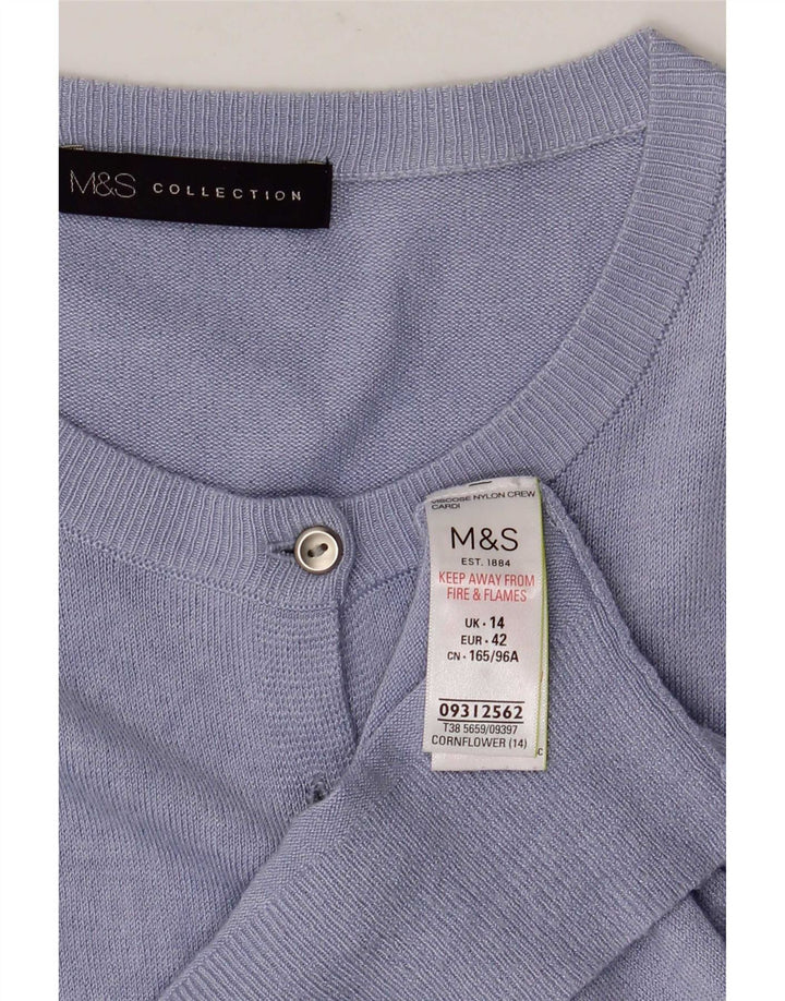 Marks & Spencer Suéter tipo cárdigan para mujer UK 44 Viscosa azul grande