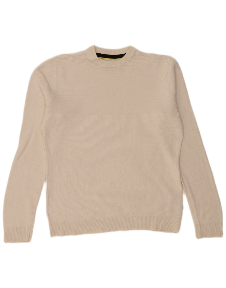 JACK & JONES Hombre Core Crew Neck Jumper Sweater Medium Off White Algodón