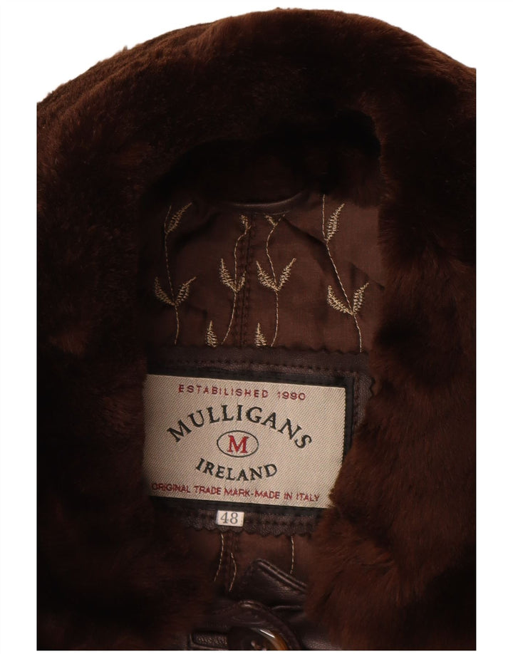 Abrigo de cuero vintage para mujer IT 48 XL cuero marrón