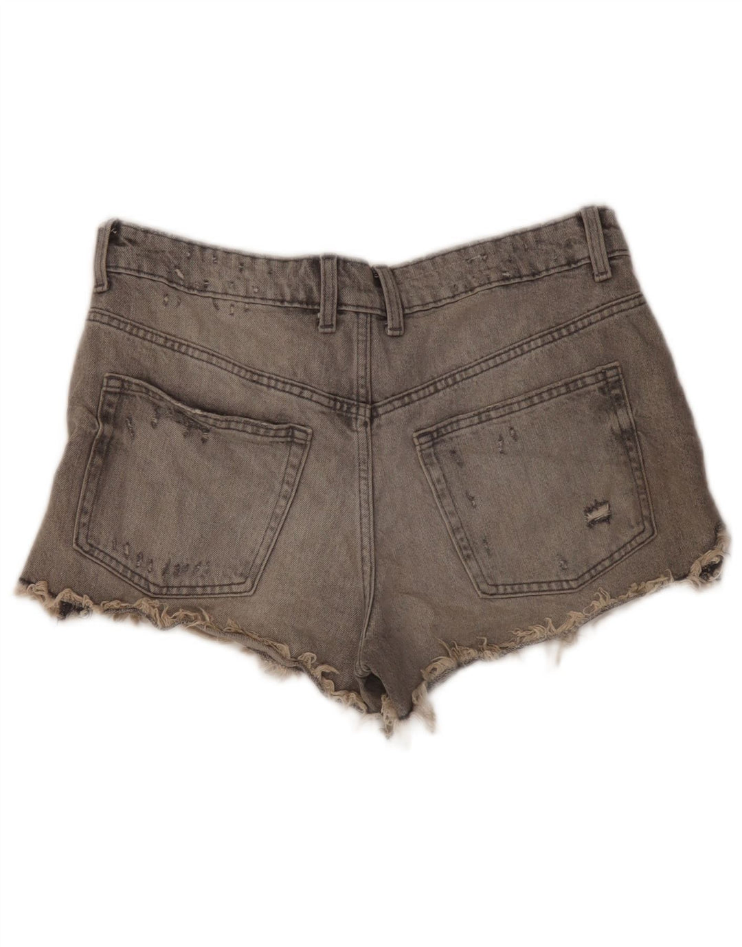 Zara Pantalones cortos desgastados de mezclilla para mujer EU 40 Medium W30 Algodón gris