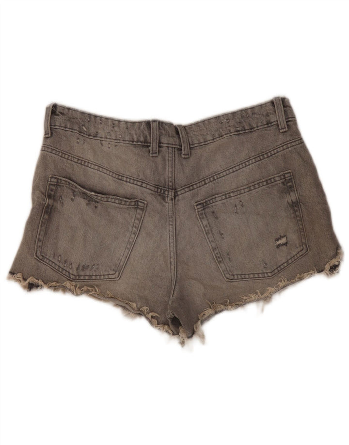 Zara Pantalones cortos desgastados de mezclilla para mujer EU 40 Medium W30 Algodón gris