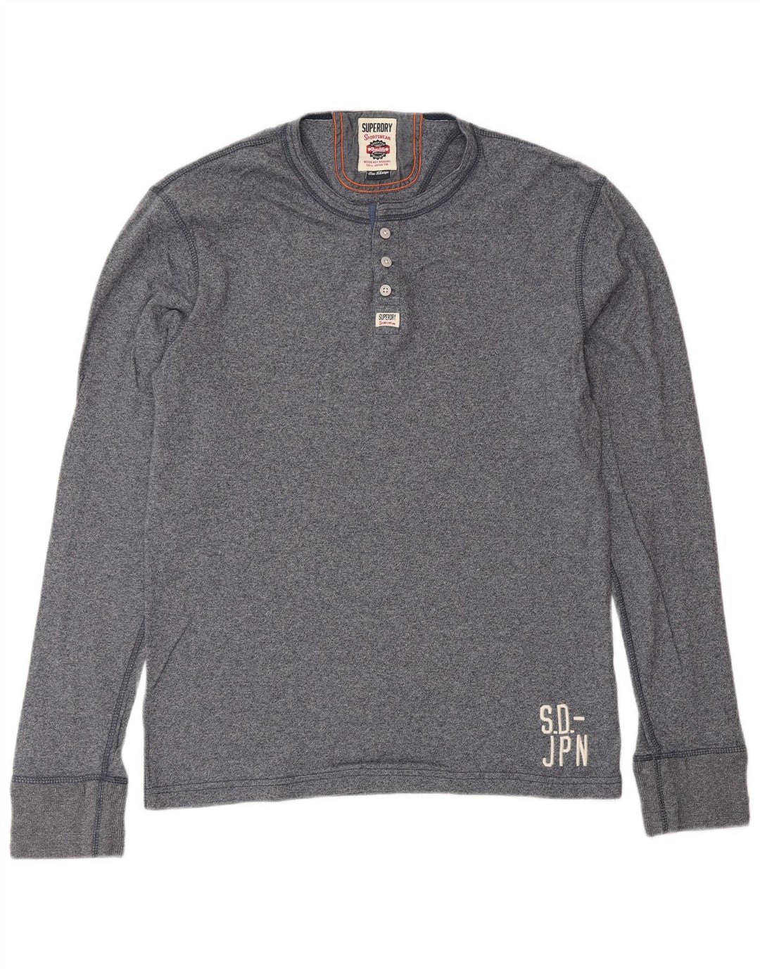 SUPERDRY Hombre Top Manga Larga XL Algodón Azul Marino