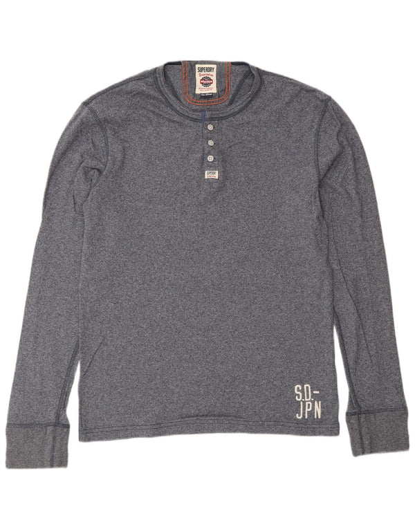 SUPERDRY Hombre Top Manga Larga XL Algodón Azul Marino