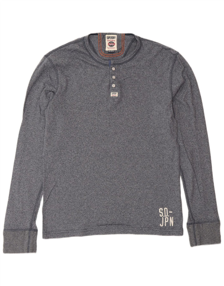 SUPERDRY Hombre Top Manga Larga XL Algodón Azul Marino