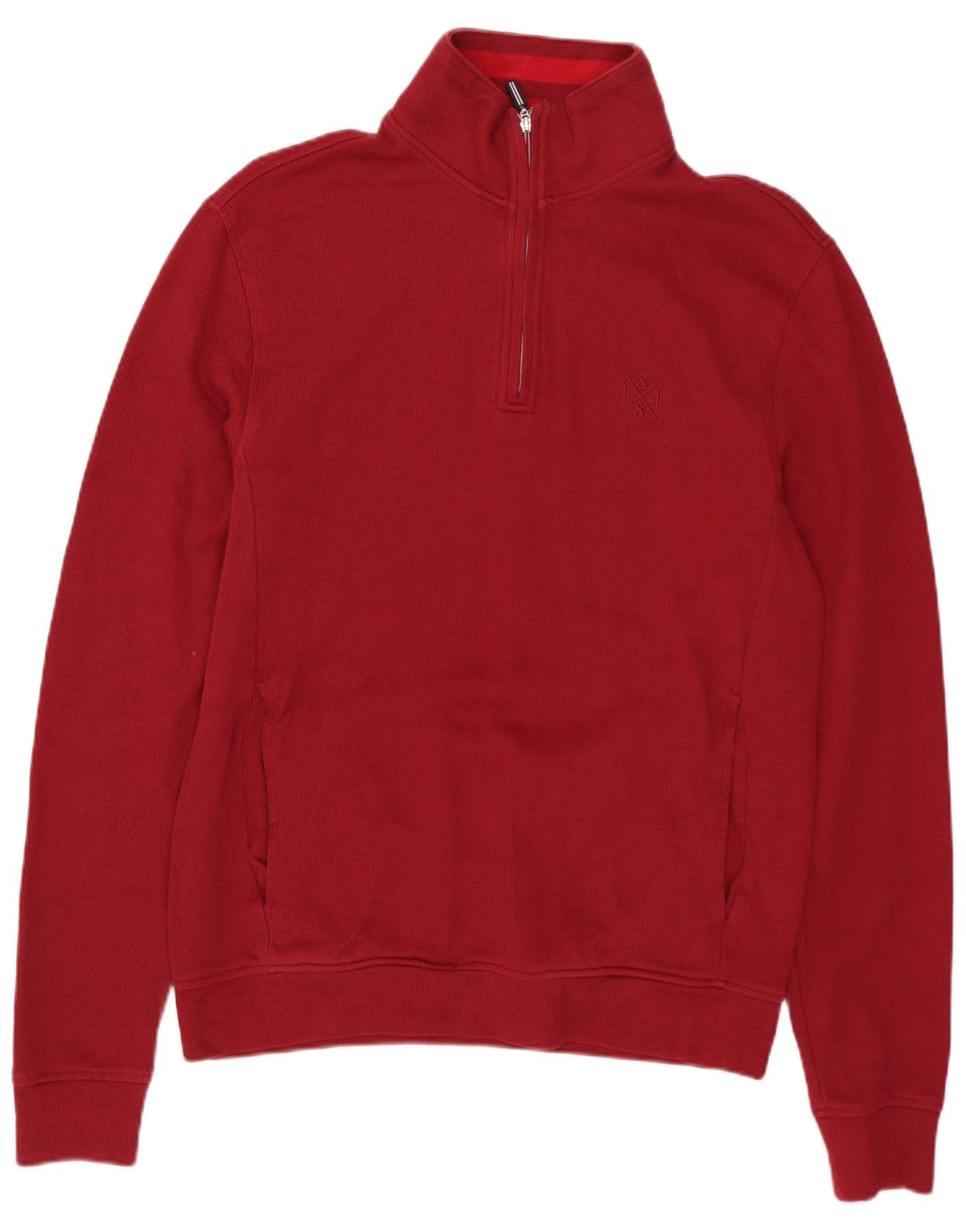 BLUE HARBOR Sudadera con Cuello y Cremallera para Hombre Jersey Pequeño Algodón Rojo