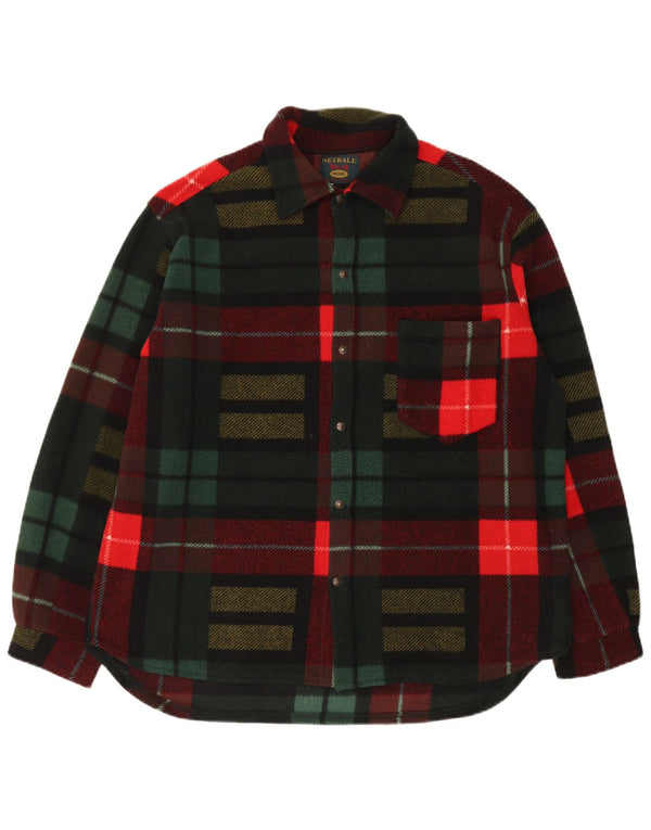 Vintage hombres sobrecamisa polar camisa grande multicolor comprobar poliéster