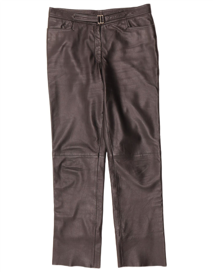 Maddox Pantalones rectos de cuero para mujer IT 44 Medium W32 L32 Negro