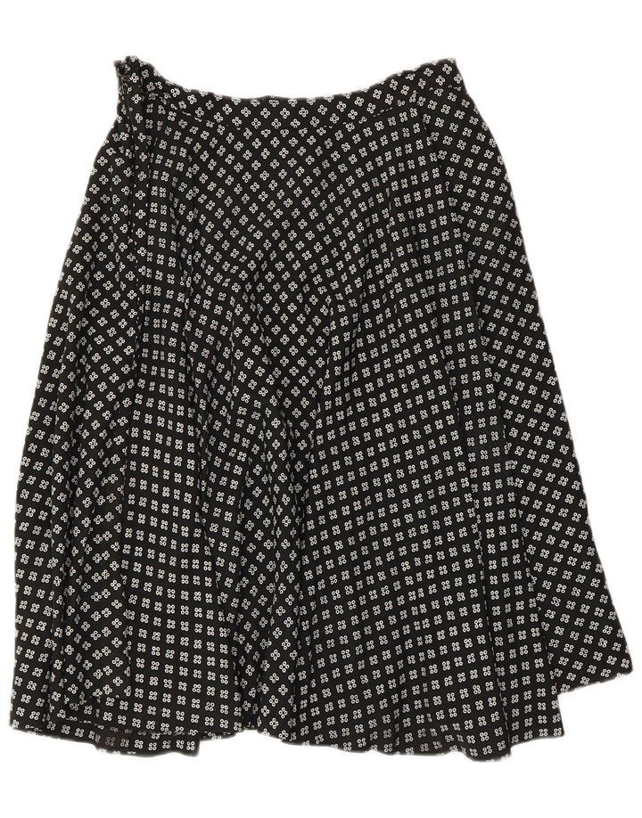 Vintage mujer A-Line falda W28 medio negro geométrico