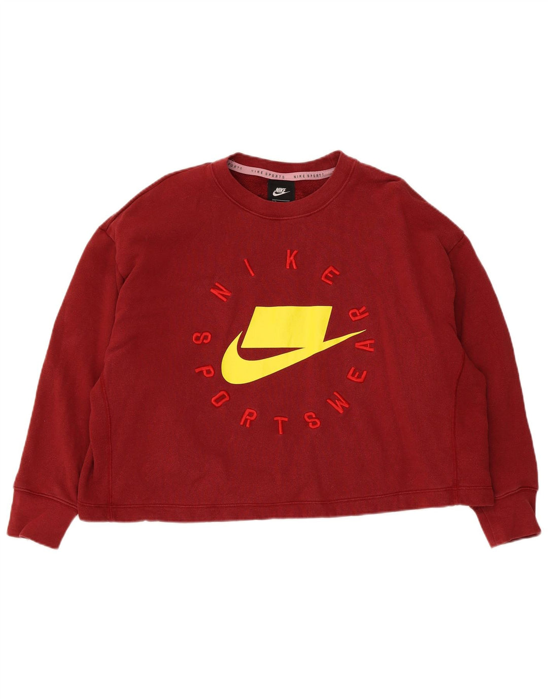 Nike - Sudadera extragrande con estampado gráfico para mujer, talla 40, color rojo mediano