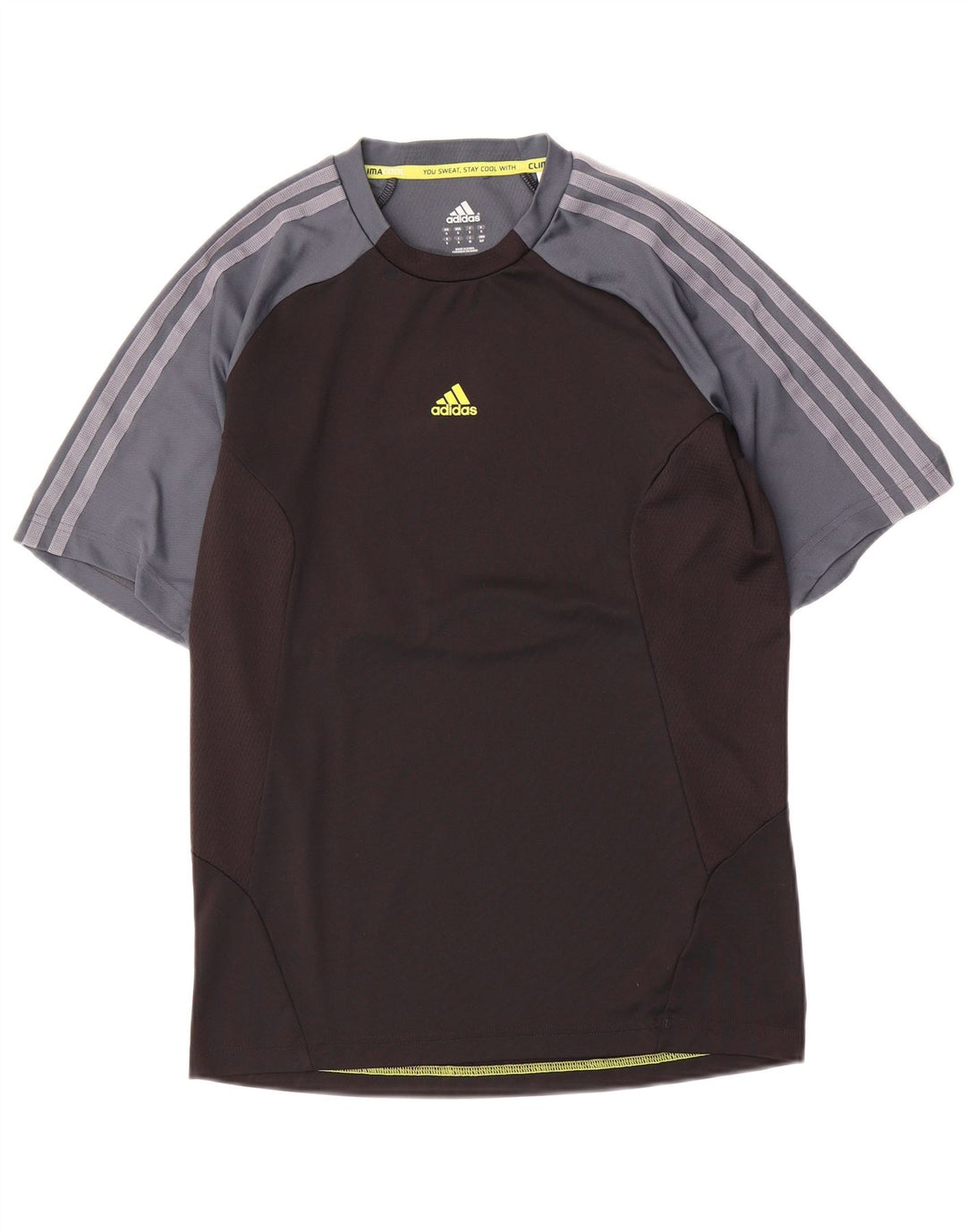 Adidas Mens Climacool Camiseta Top Pequeño Negro Colorblock