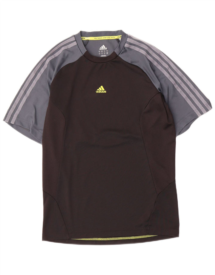 Adidas Mens Climacool Camiseta Top Pequeño Negro Colorblock