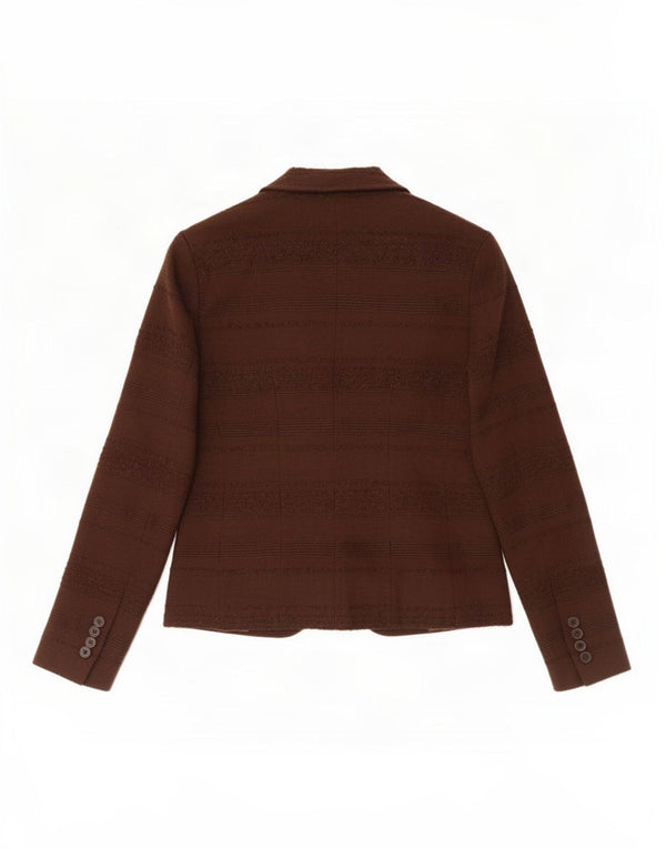 Zara Mujer Chaqueta Blazer De 1 Botón EU 38 Pequeña Lana A Rayas Marrón