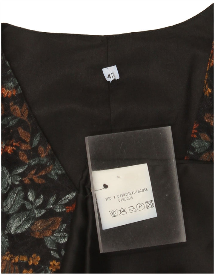 Chaleco vintage para mujer IT 42 Viscosa floral negra mediana