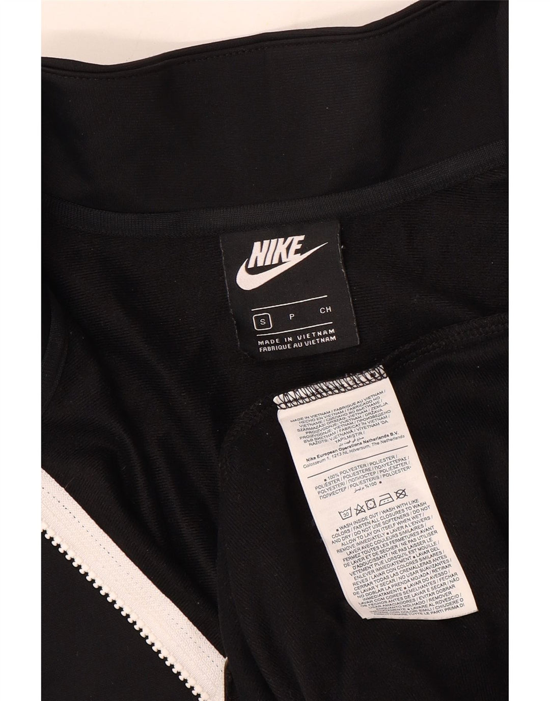 NIKE Mujer Chándal Top Chaqueta UK 10 Small Negro Poliéster