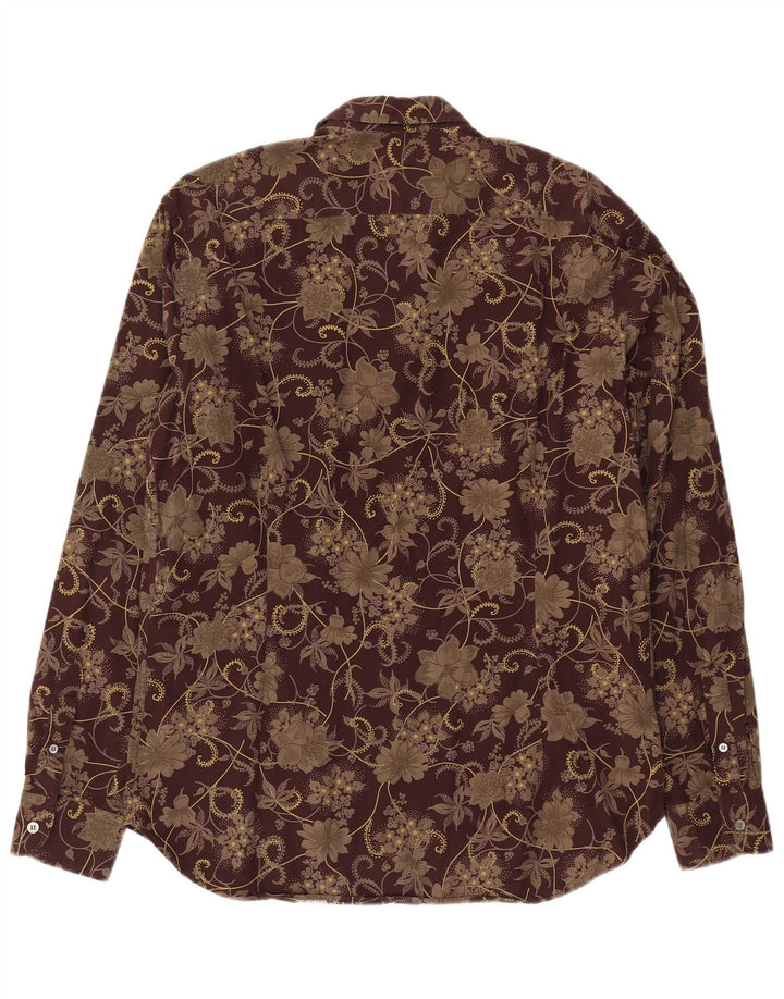 Ted Baker Camisa para hombre Talla 4 Grande Algodón floral marrón