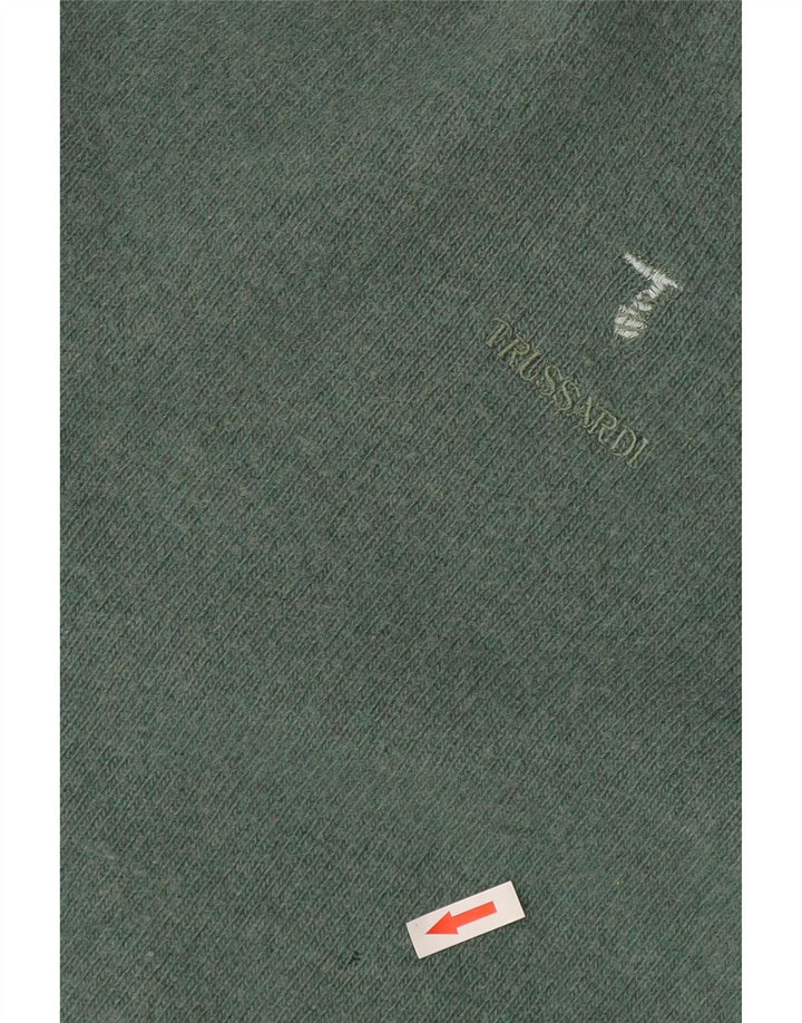 Jersey Trussardi Hombre Con Cuello Vuelto De Lana Verde Medio