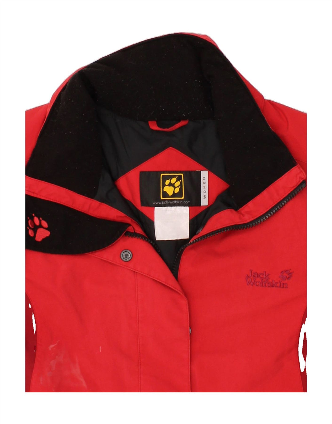 JACK WOLFSKIN Womens Windbreaker Jacket UK 14 Medium Red Colourblock Vintage Jack Wolfskin and Second-Hand Jack Wolfskin from Messina Hembry 