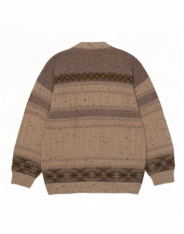 Umberto Vallati Cárdigan para hombre IT 52 Large Beige Geométrico