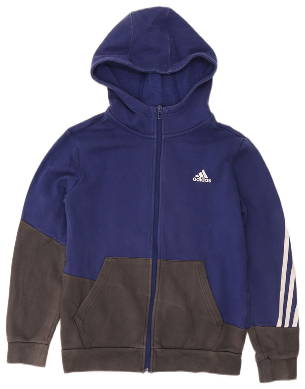 Adidas Sudadera con capucha y cremallera para niños 13-14 años Azul marino Algodón color block