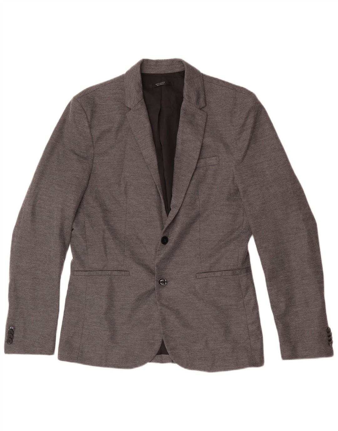 Zara Chaqueta Blazer De 2 Botones Para Hombre UK 40 Grande Poliéster Gris