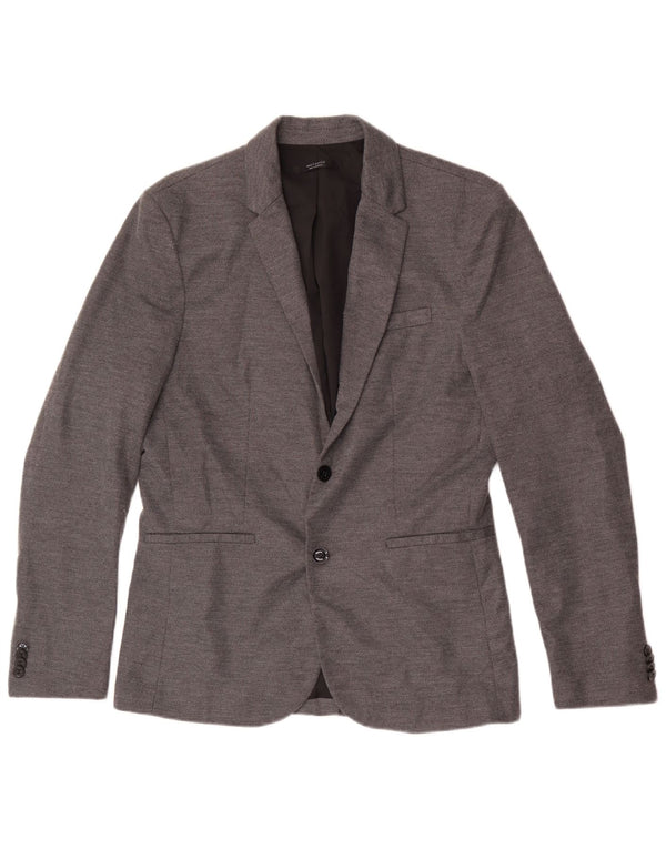 Zara Chaqueta Blazer De 2 Botones Para Hombre UK 40 Grande Poliéster Gris