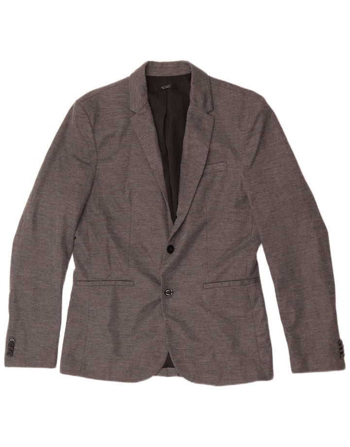 Zara Chaqueta Blazer De 2 Botones Para Hombre UK 40 Grande Poliéster Gris