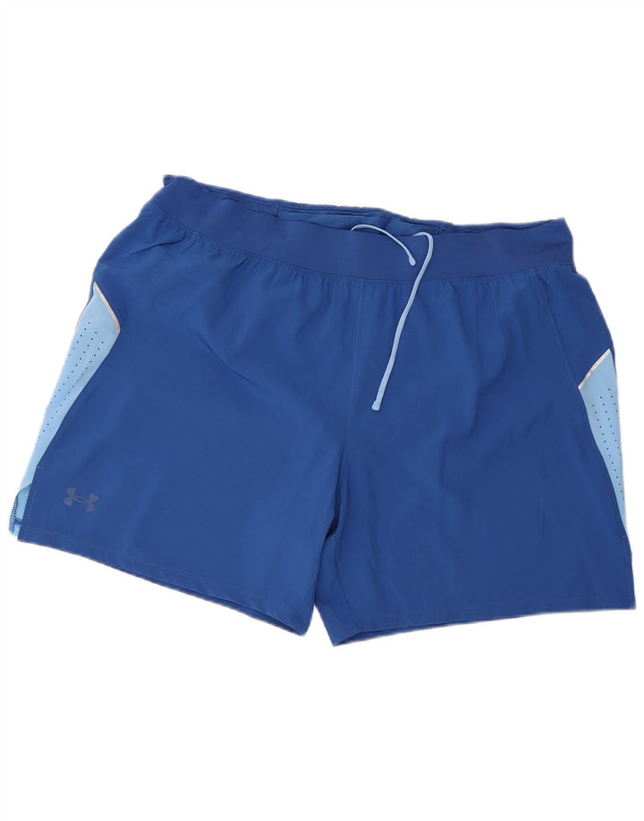 Under Armour Pantalones cortos deportivos para hombre 2XL Poliéster con bloques de color azul