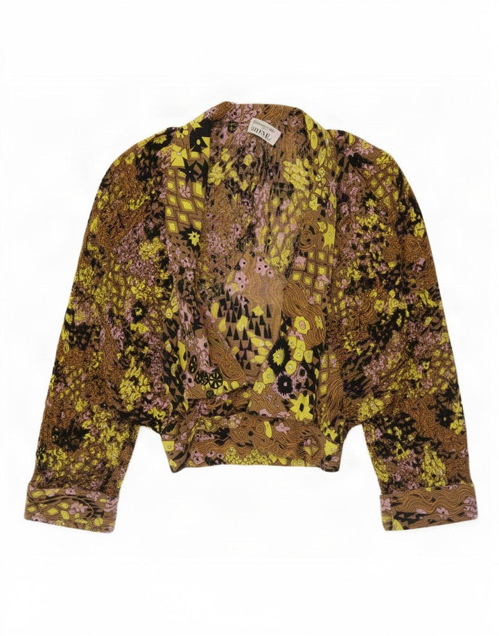 Vintage mujer crop wrap camisa blusa EU 40 medio multicolor floral