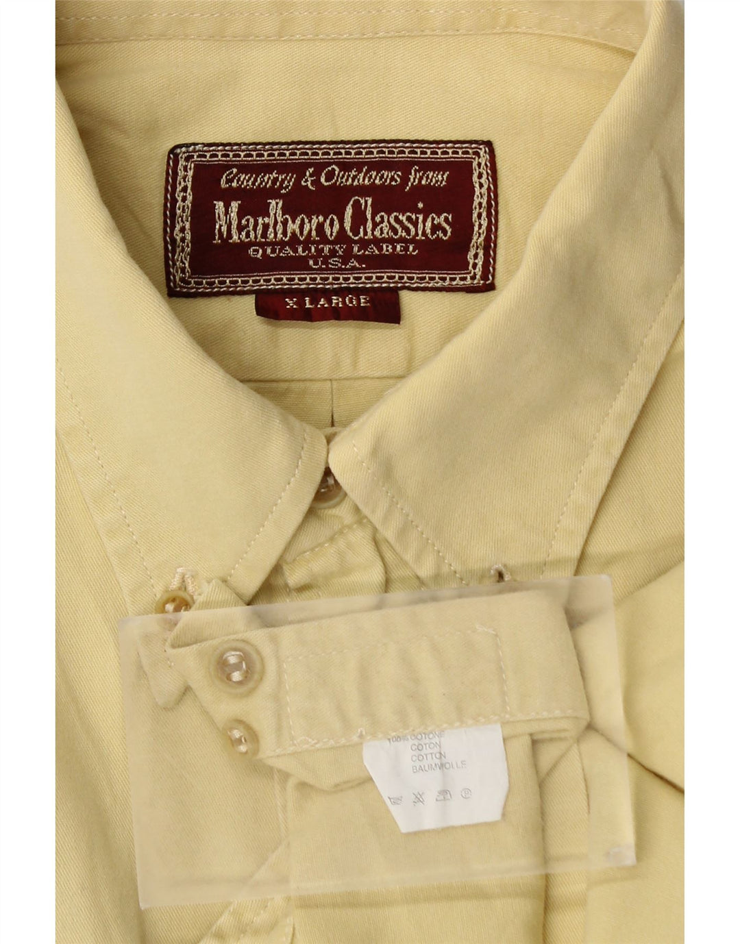 Camisa Marlboro Classics Hombre XL Algodón Beige