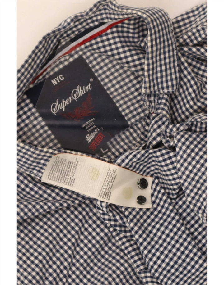 Camisa Superdry Para Hombre Grande De Algodón A Cuadros Azul Marino